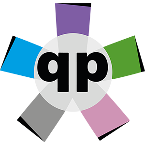 Queer Pack Logo 2019, a asterisk with some of the queer/trans/genderqueer/ace flag colors